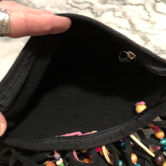 HANDMADE 💕🥰SMALL BEADED BOHO FRINGE BAG - Picture 3 of 3
